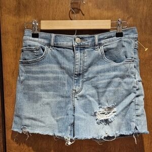 Express Stretch Repreve Cropped Straight High Rise Jean Shorts Cut Off Size 8